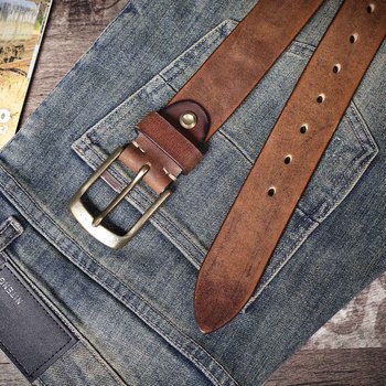 Men’s Genuine Leather Belt – Italian Cowhide with Brass Buckle 21